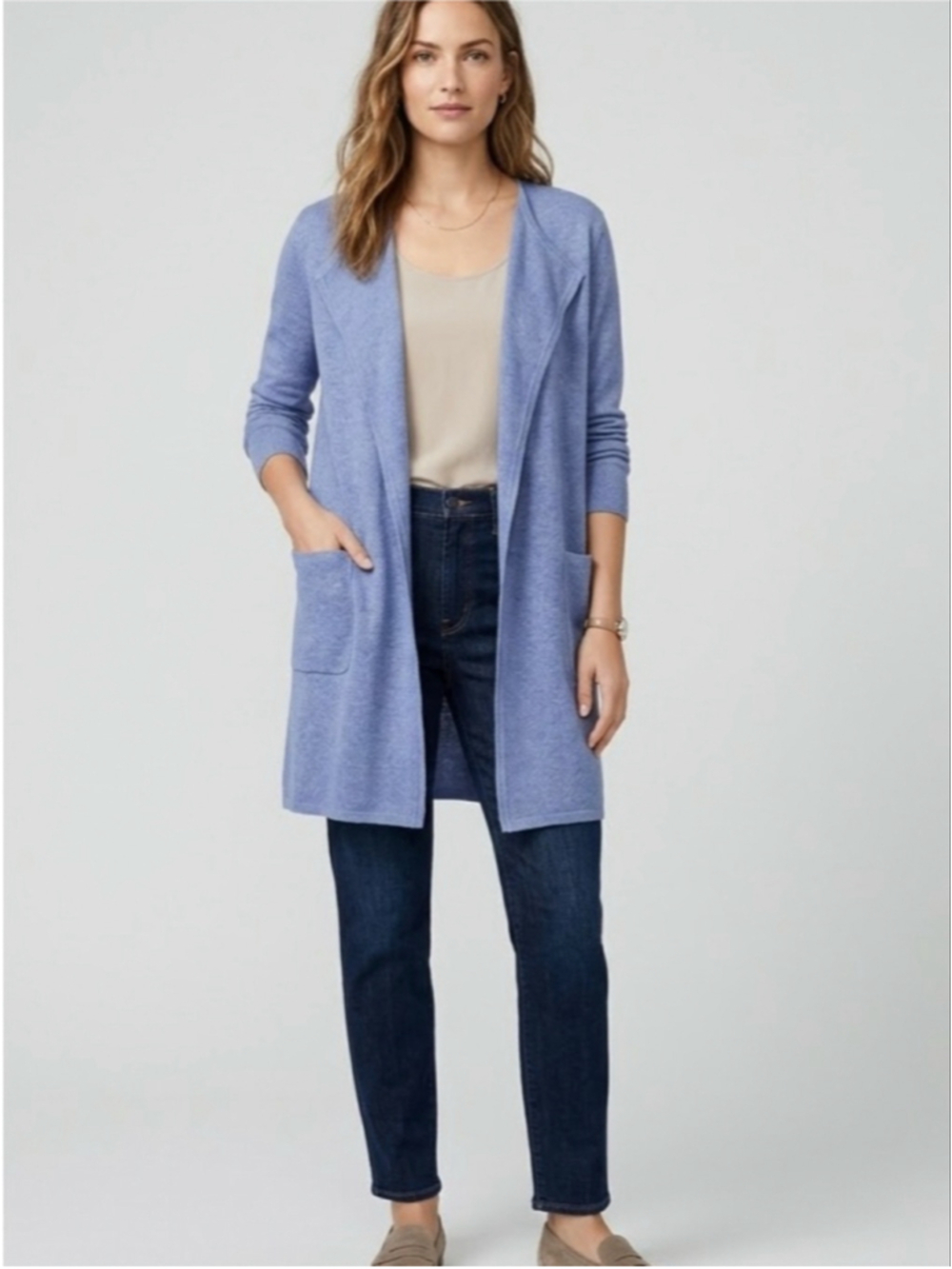 J.Crew Blue Juliette Linen blend Cardigan Sweater Size S